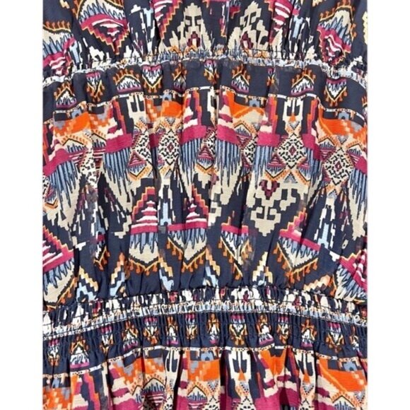 Old Navy Multicolor Aztec Print Blouse Waist Defined With Dolman Sleeve Size XL - Picture 4 of 11